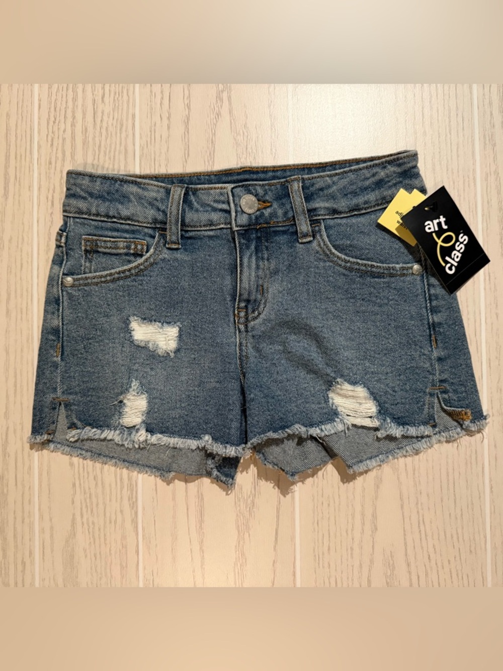 Art Class Denim Shorts Girls 7/8 Distressed Raw Hem Blue Jean‎ Shorts NWT